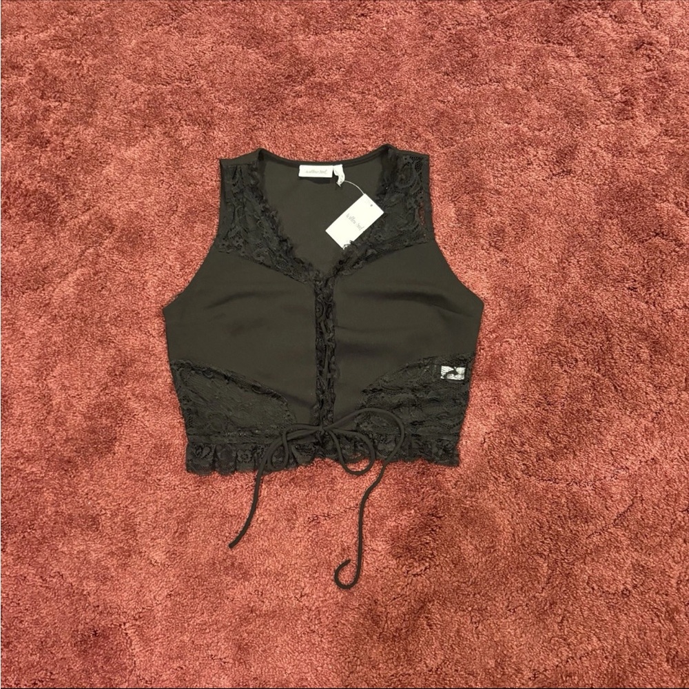 Willow Black Lace Detail Crop Top
